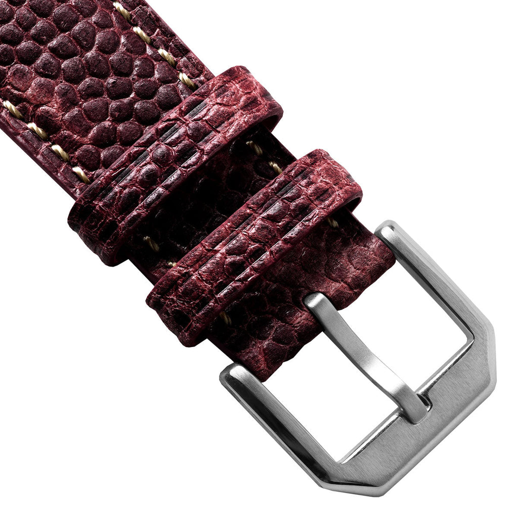 Adassa-Gel padded Lederarmband für Uhren - Kaviar-Oxblood-Rot