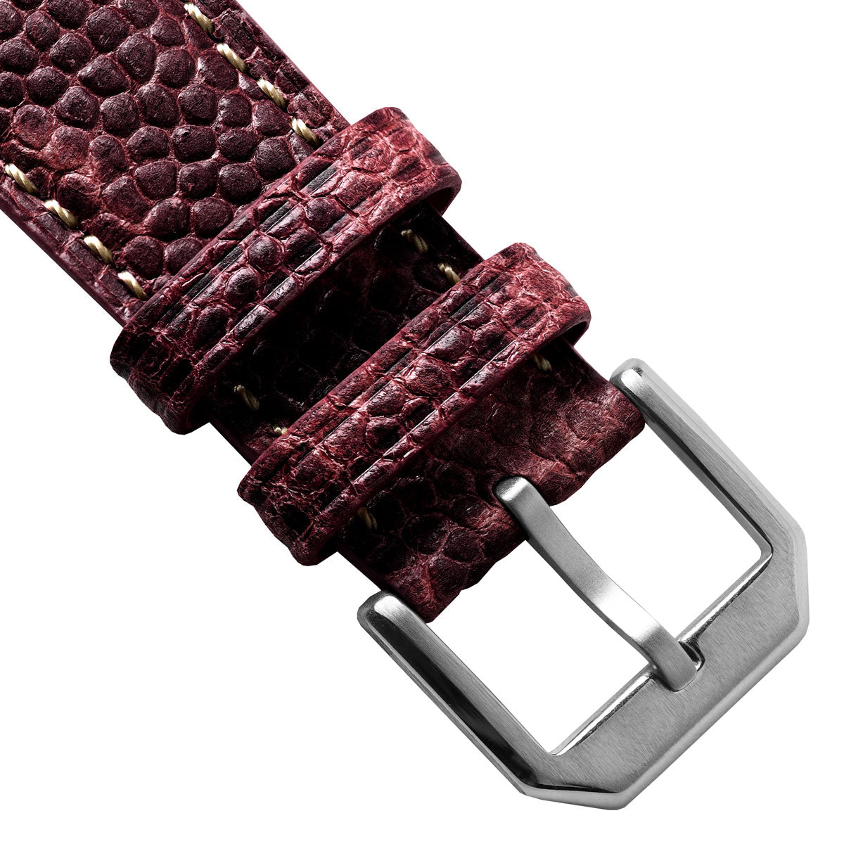 Adassa-Gel padded Lederarmband für Uhren - Kaviar-Oxblood-Rot