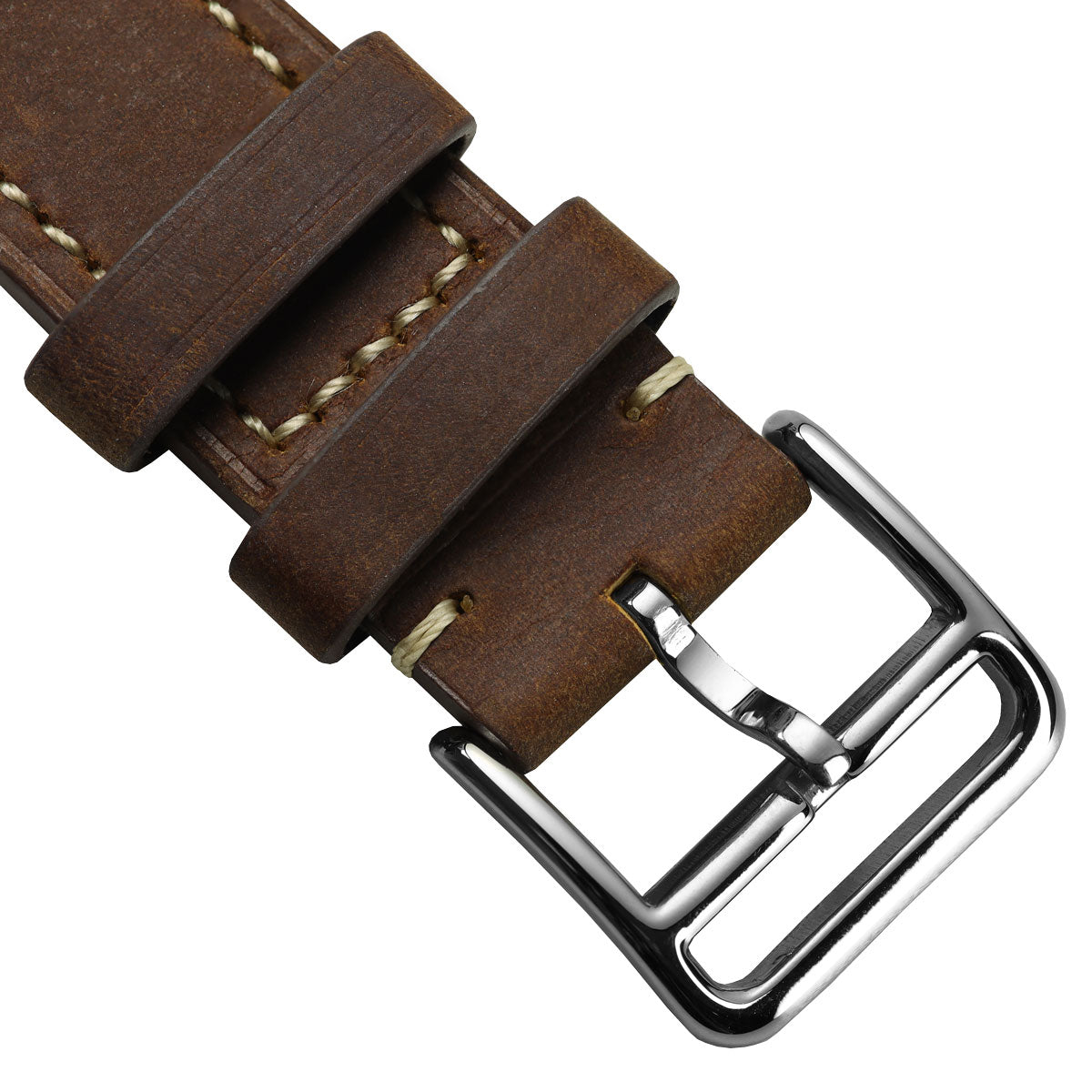 Brixham Special Buckle Classic Leather Watch Strap - Vintage Chestnut