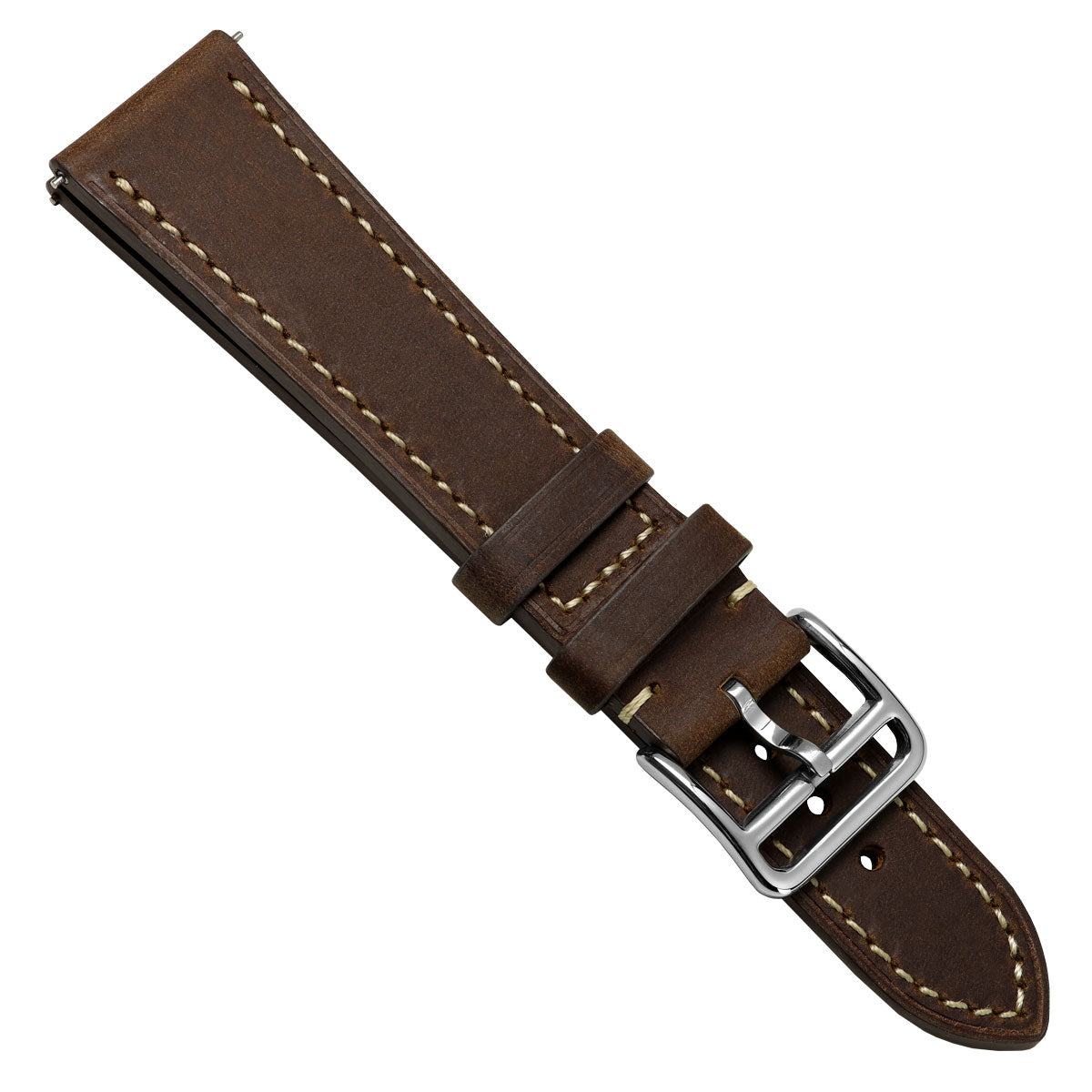 Brixham Special Buckle Classic Leather Watch Strap - Vintage Chestnut