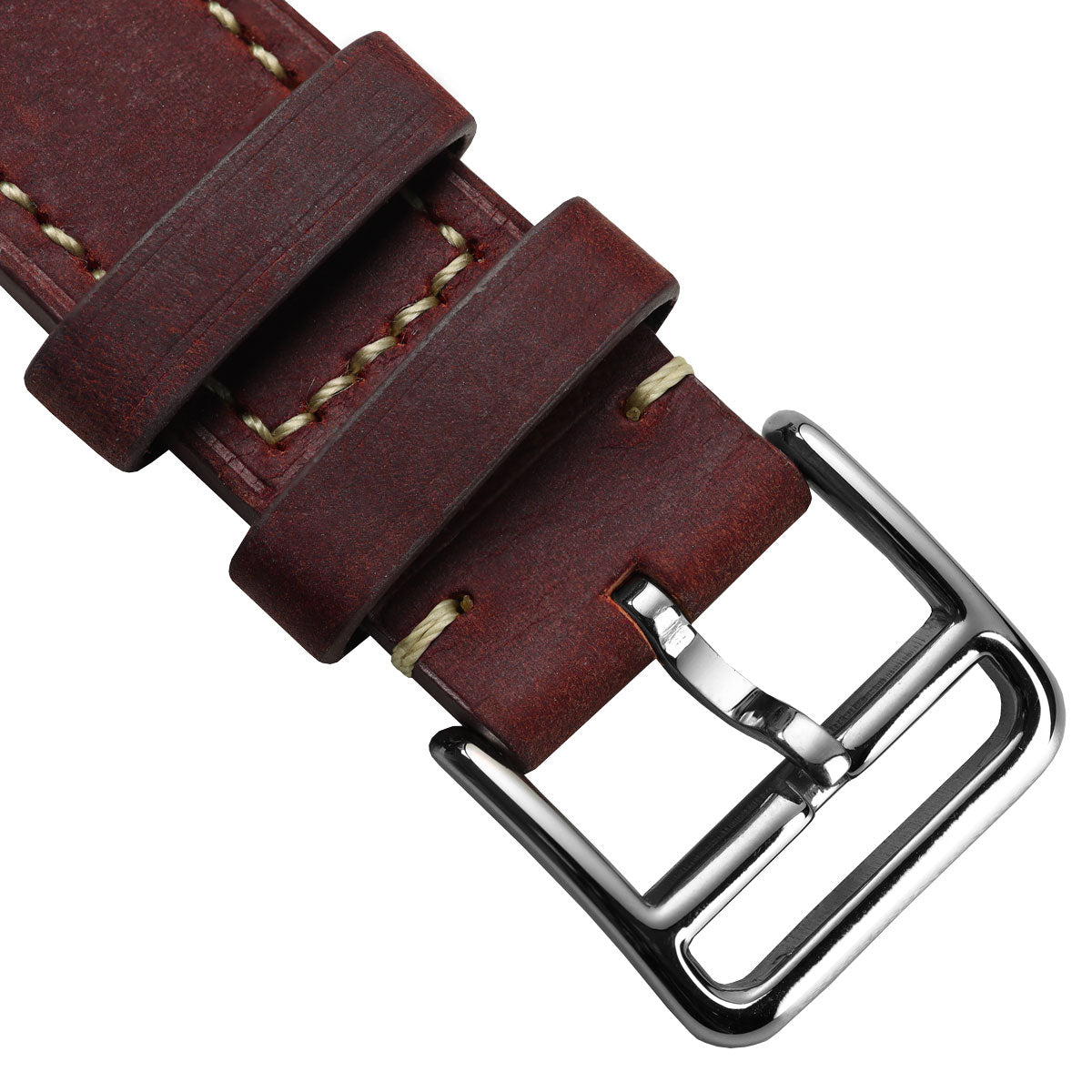 Brixham Special Buckle Classic Leather Watch Strap - Vintage Scarlet