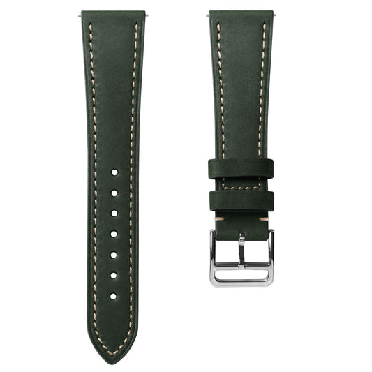 Brixham Special Buckle Classic Leather Watch Strap - Vintage Green