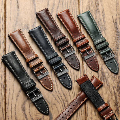 Classic Highley Genuine Leather Watch Strap - Chocolate Brown