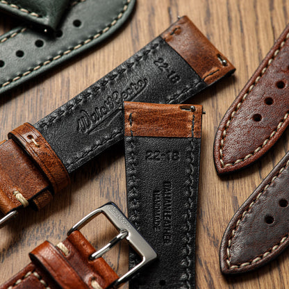 Classic Highley Genuine Leather Watch Strap - Reddish Brown