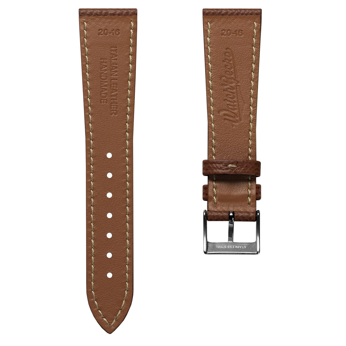 Hand-Stitched Textured Italian Leather Watch Strap  - Alpine Tan