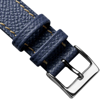 Hand-Stitched Textured Italian Leather Watch Strap  - Alpine Blue