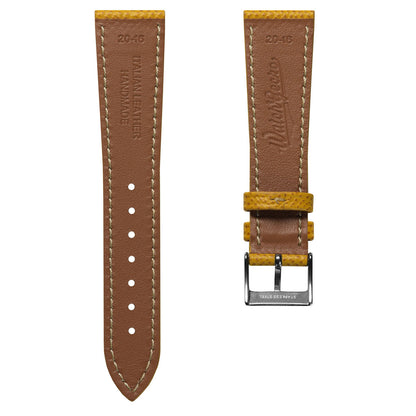 Hand-Stitched Textured Italian Leather Watch Strap - Alpine Yellow