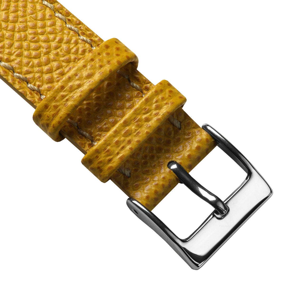 Hand-Stitched Textured Italian Leather Watch Strap - Alpine Yellow