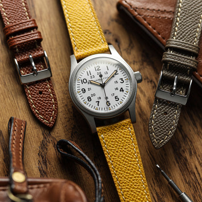 Hand-Stitched Textured Italian Leather Watch Strap - Alpine Earth