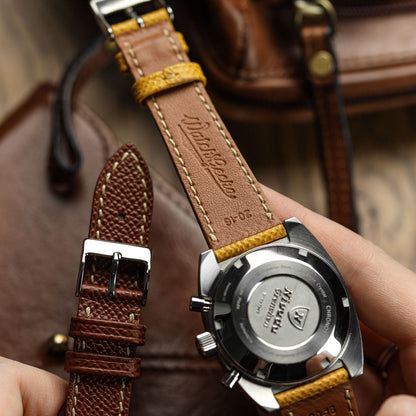 Hand-Stitched Textured Italian Leather Watch Strap - Alpine Earth