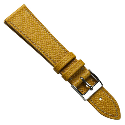 Hand-Stitched Textured Italian Leather Watch Strap - Alpine Yellow