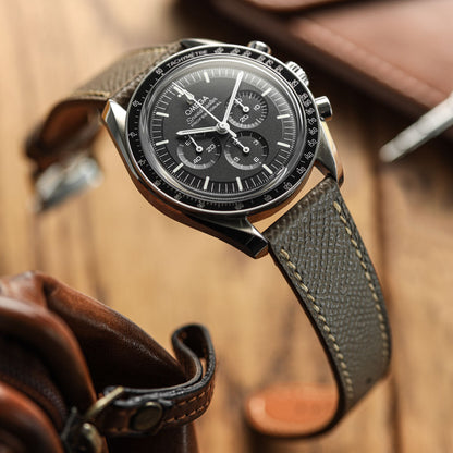 Hand-Stitched Textured Italian Leather Watch Strap - Alpine Earth