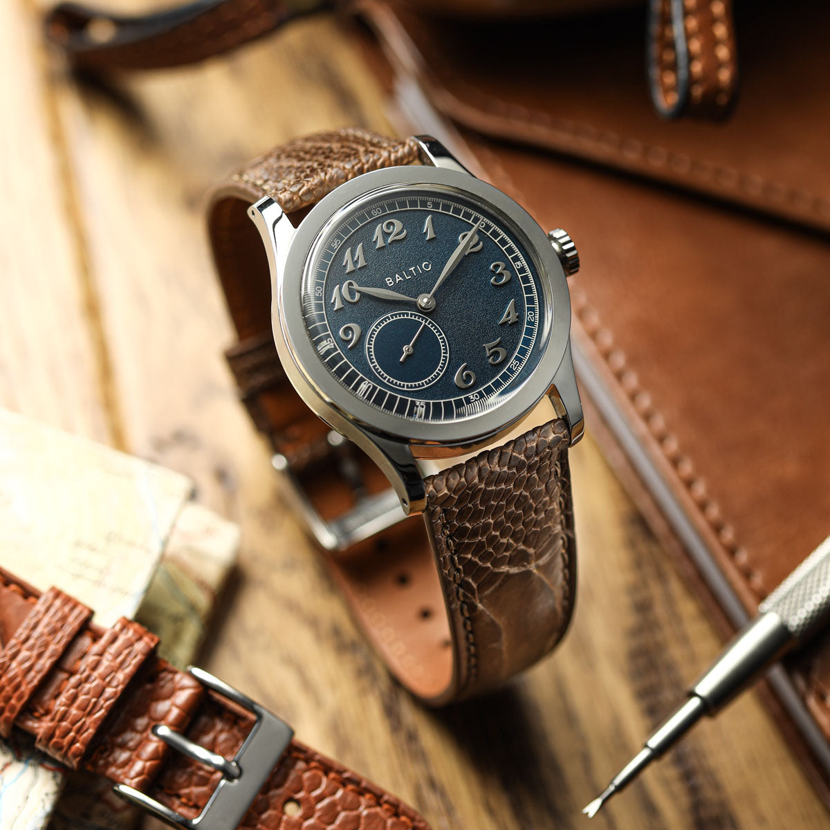 Ostrich Leg Leather Watch Strap - Earth