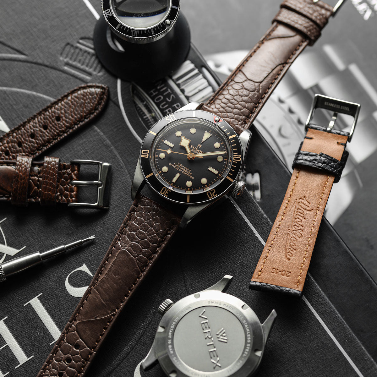 Ostrich Leg Leather Watch Strap - Earth