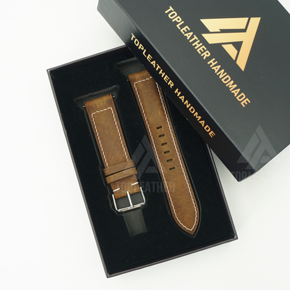 Vintage Waxed Leather Strap for Machenical Watch & Apple Watch