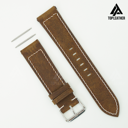 Vintage Waxed Leather Strap for Machenical Watch & Apple Watch