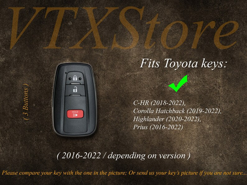Personalized Leather Key Fob Cover For Toyota Highlander, C-HR, Prius, RAV4, ... Toyota Keychain Keyless Keyring Remotes, Gifts For Him