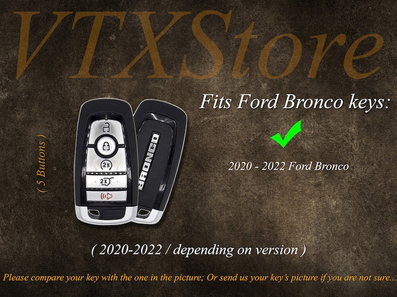 Leather Key Fob Cover For Ford Bronco, Ford Bronco Key Case, Bronco Keychains, Gift for Him, Father's Day Gift