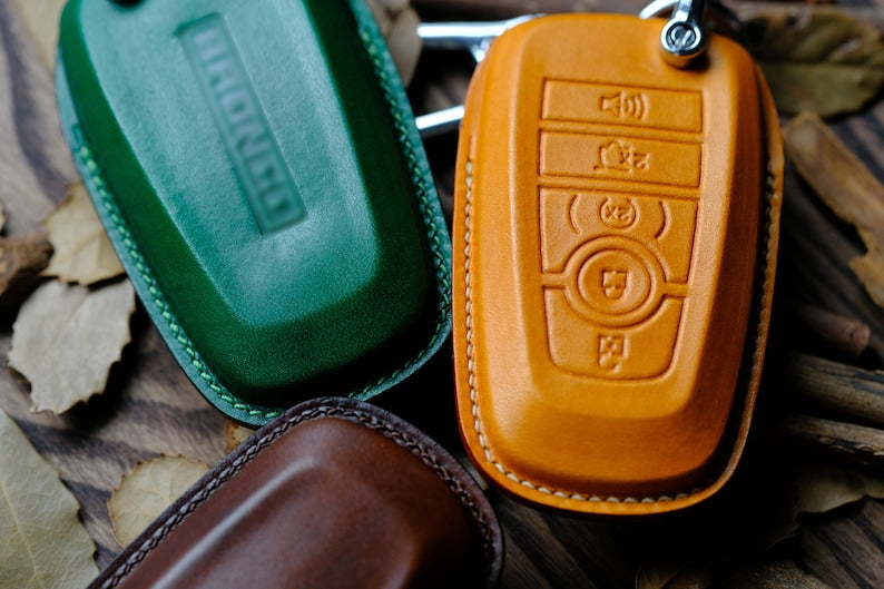 Leather Key Fob Cover For Ford Bronco, Ford Bronco Key Case, Bronco Keychains, Gift for Him, Father's Day Gift