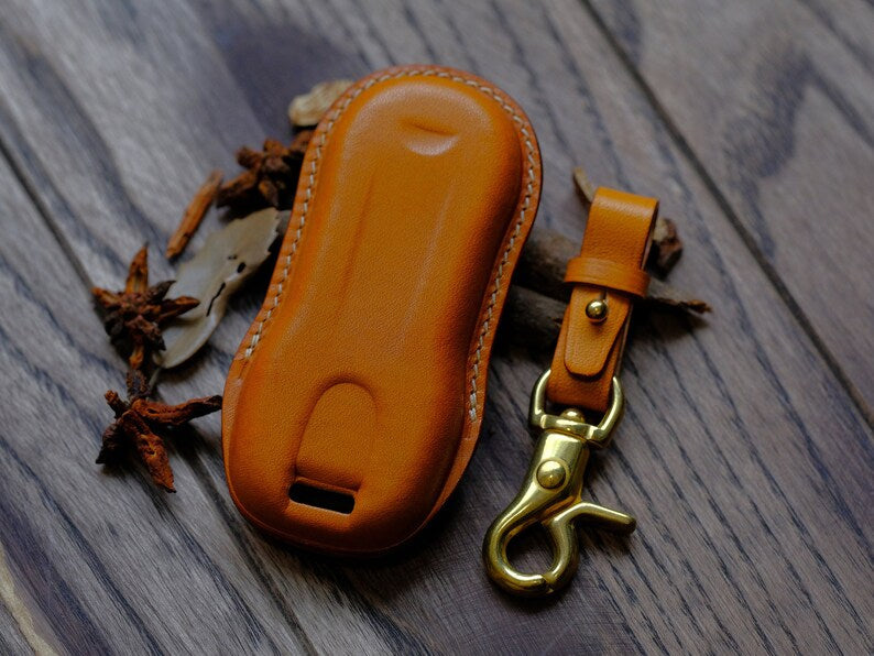 Personalized Leather Protector Case for Keyless Remote Entry Key Fob Cover Key Holder Key Chain Porsche 718 911 Cayenne Macan Taycan ...