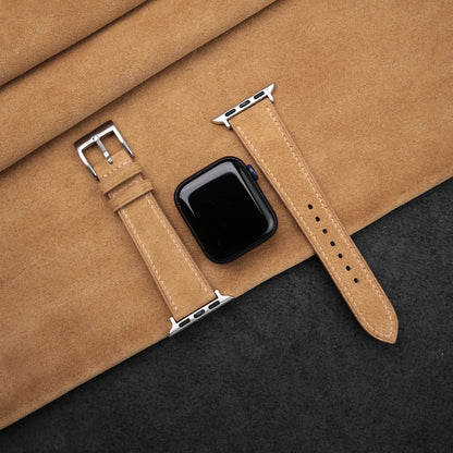 Light Brown Suede Apple Watch Band 38mm, 40mm, 41mm, 42mm, 44mm, 45mm For All Series, Suede Watch Strap Gift Men Women