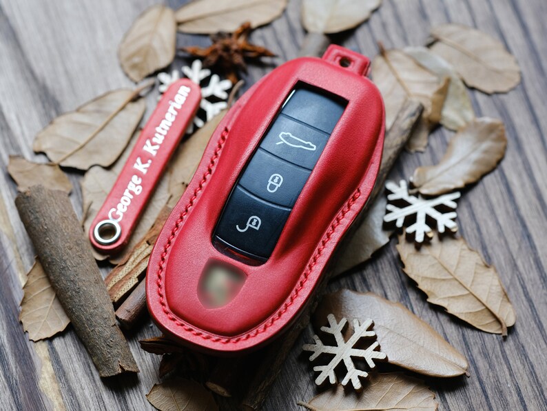 Porsche Taycan Macan 911 718 Cayenne ... Key Fob Cover, Personalized Leather Key Case For Porsche, Gift For Her, Birthday Gifts