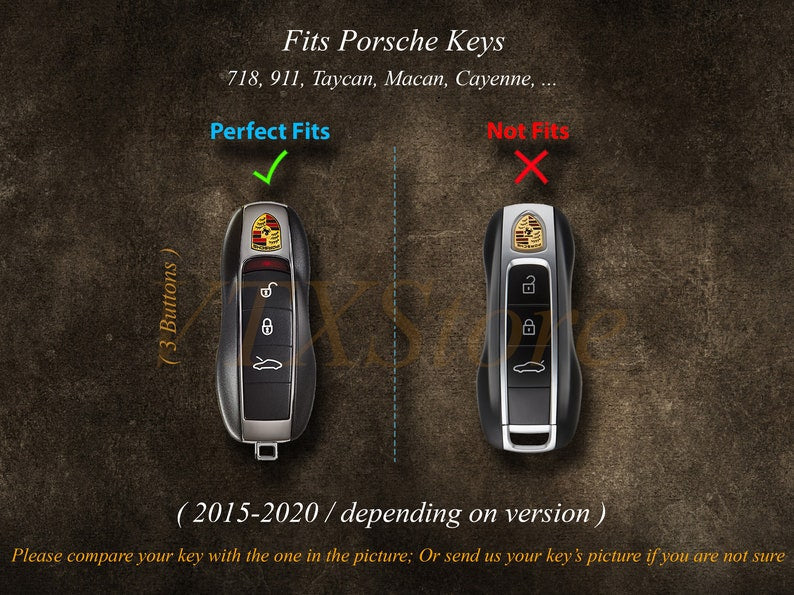 Porsche Taycan Macan 911 718 Cayenne ... Key Fob Cover, Personalized Leather Key Case For Porsche, Gift For Her, Birthday Gifts