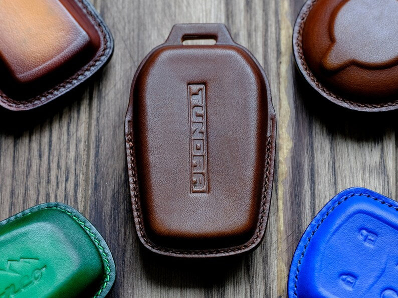 Custom Leather Key Case For Keyless Entry Key Fob Remotes Toyota Tundra Pickup 2022 2024, Tundra Key Fob Cover, Dad Gift, Birthday Gifts
