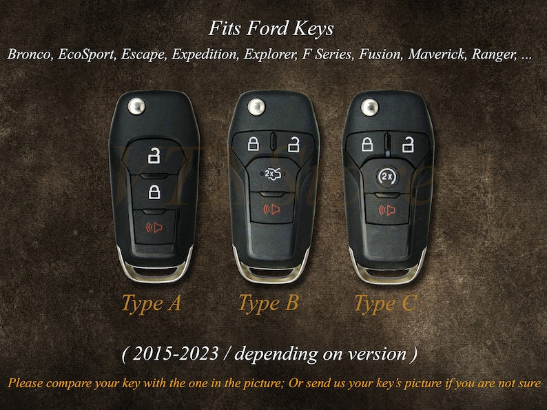 Ford Leather Key Fob Cover| F-Series Key Chain| 23 Ford F150 F250 F350 F450...| Gift For Him| Gift For Dad| Personalized