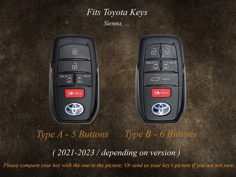2 Types Of Leather Key Fob Cover For Toyota Sienna 2021 2022 2023 Toyota Sienna Key  Case Keyless Key Chain Entry Remote Personalized Gift