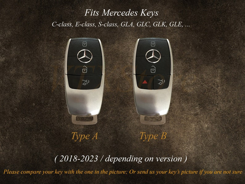 Mercedes E-Class Key Fob Cover, Handcrafted Leather Key Case For Mercedes S-Class A-Class C-Class G-Class, Gift For Dad