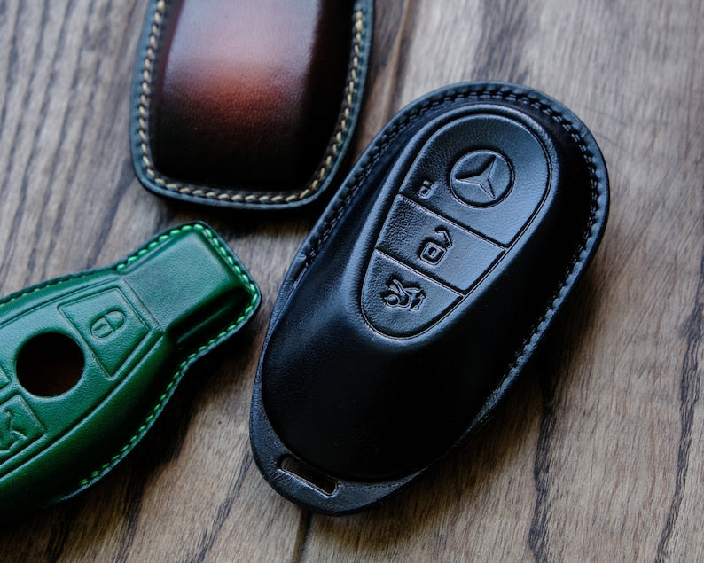 Mercedes All Type Key Fob Cover, Leather Key Case For Mercedes C E G M R S SL, Gift for Him, Father's Day Gift, Personalized Gift