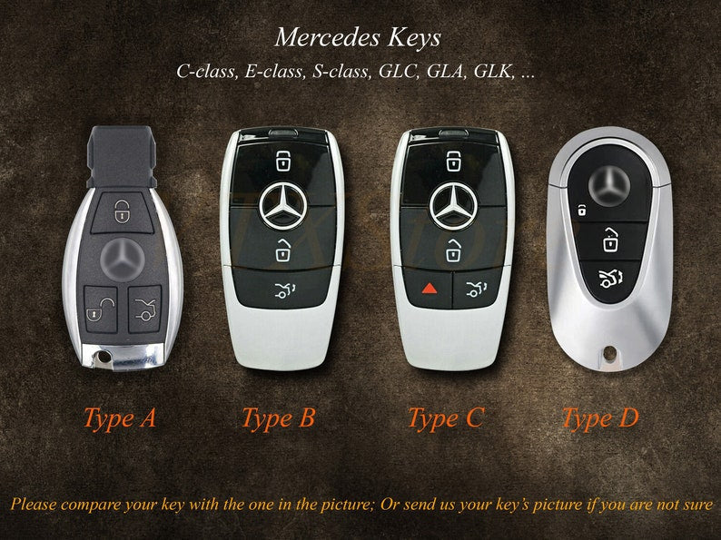 Mercedes All Type Key Fob Cover, Leather Key Case For Mercedes C E G M R S SL, Gift for Him, Father's Day Gift, Personalized Gift
