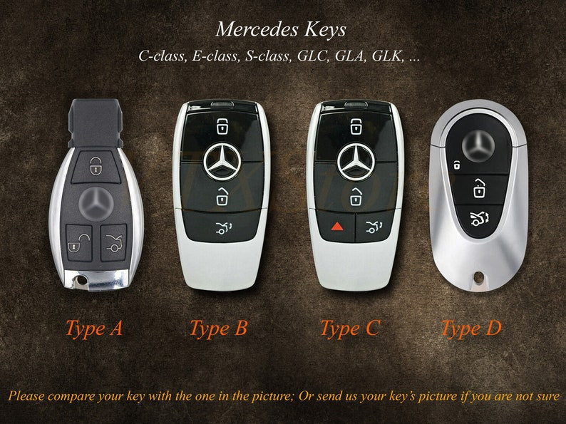 Mercedes All Type Key Fob Cover, Leather Key Case For Mercedes C E G M R S SL, Gift for Him, Father's Day Gift, Personalized Gift
