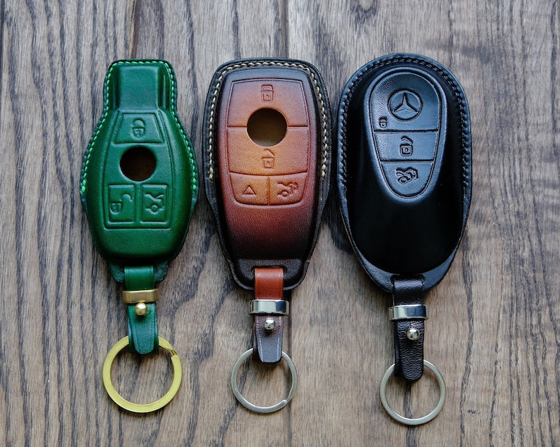 Mercedes All Type Key Fob Cover, Leather Key Case For Mercedes C E G M R S SL, Gift for Him, Father's Day Gift, Personalized Gift