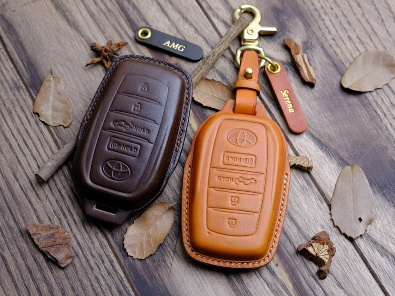 Toyota Tundra Key Fob Cover, Customized Logo back, Leather Key Protector For 2024 Toyota Tundra i-FORCE MAX, Key Case Fit For Tacoma Tundra