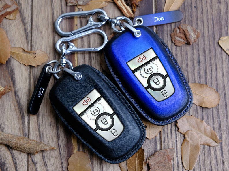 Ford Bronco Key Case, Personalized Logo on the back, Leather Key Fob Cover For Ford Bronco Bronco Sport F-150 F-350, Ford Smart Key Cover