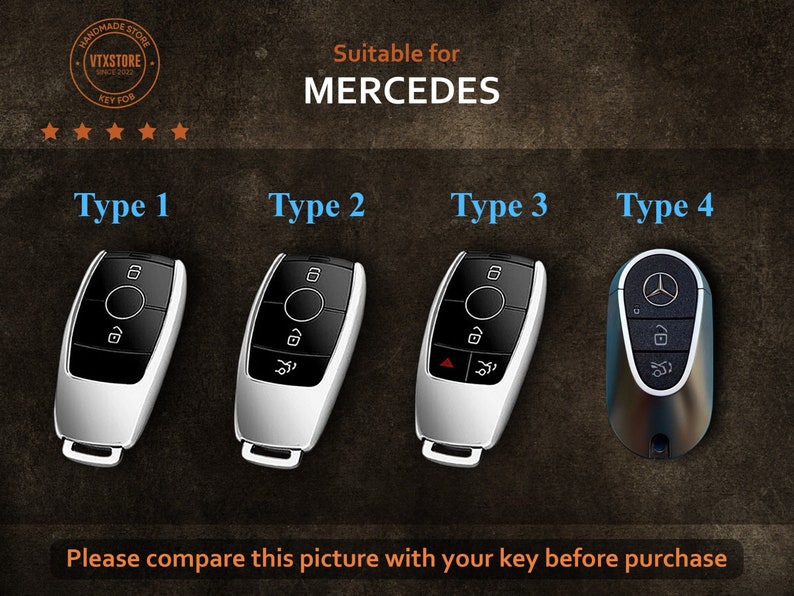 Mercedes GLB Key Fob Cover, Car Key Case Fit For Mercedes Benz C E S-Class GLA GLC, 2 Types Mercedes Smart Key Cover, Mercedes Keychain Case