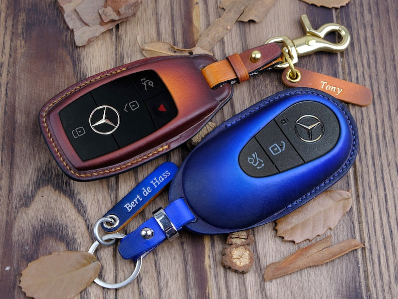 Mercedes C-Class, GLC, GLE,... Key Fob Cover, Italian Veg-Tanned Leather, Mercedes Accessory, Personalized Protector Case, Mother's Day Gift