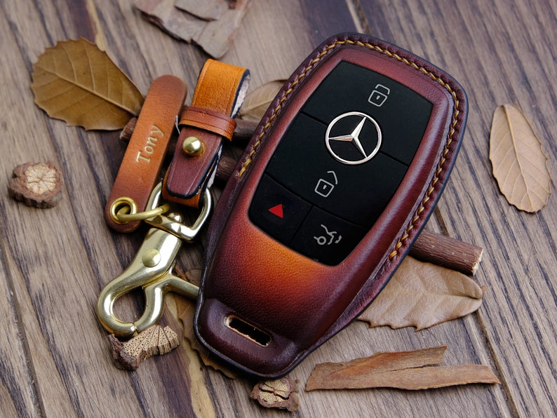 Mercedes C-Class, GLC, GLE,... Key Fob Cover, Italian Veg-Tanned Leather, Mercedes Accessory, Personalized Protector Case, Mother's Day Gift