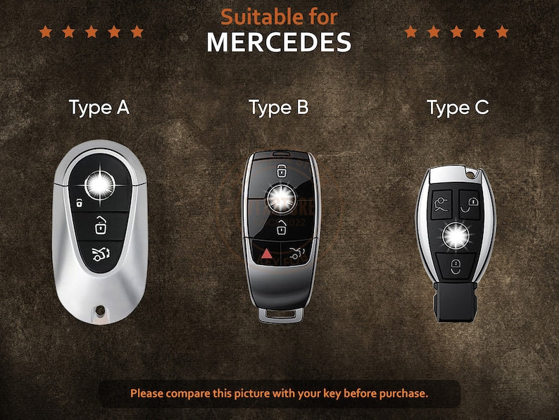 Mercedes C-Class, GLC, GLE,... Key Fob Cover, Italian Veg-Tanned Leather, Mercedes Accessory, Personalized Protector Case, Mother's Day Gift