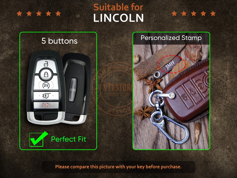 2025 2024 Lincoln Aviator Key Fob Cover - Personalized Leather Key Case For Corsair Navigator Continental MKZ - Gift For Husband