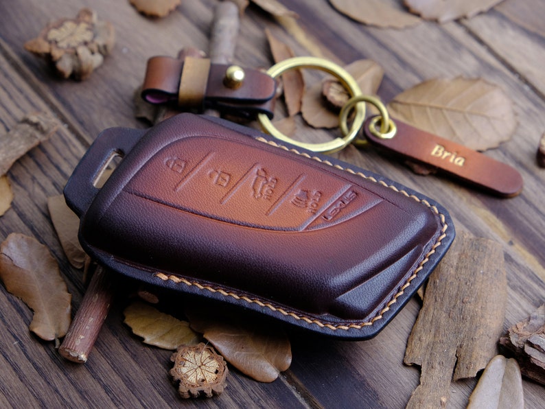 Customized Leather Key Fob Cover For Lexus RX350, Lexus Keyless Remote Holder Keychain, Italian Veg-Tanned Leather, Gift For Him