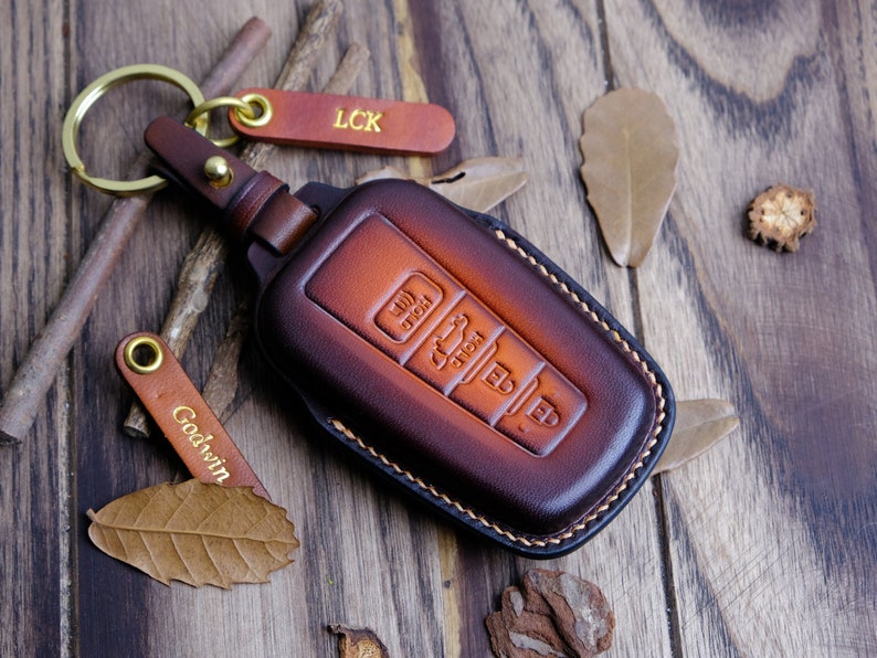 Toyota RAV4 Key Fob Cover (Patina Color), Handcraft Leather For Toyota Avalon, Camry, Corolla, Highlander ... Toyota Accessories