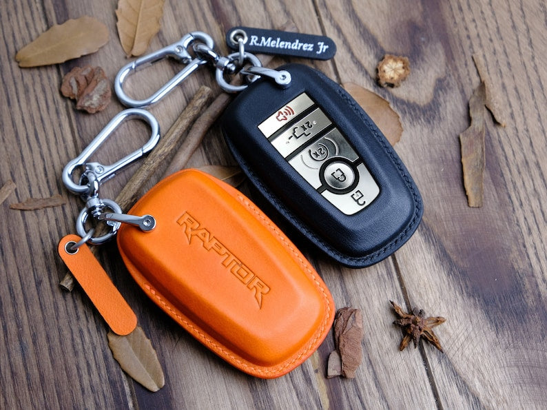 Personalized Leather Key Cover For Ford Raptor, Ford Key Fob Keyless Keyring Keypads Remotes, Gift For Drivers, Gift For Husband