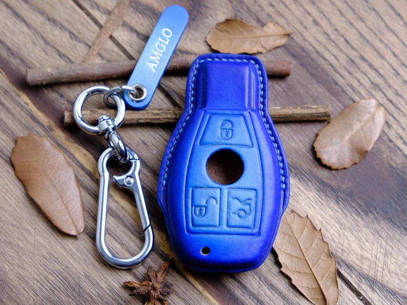 Customized Leather For Mercedes Key Fob Cover, Leather Key Case For S-class E-class G-class GLC GLK, Gift for Him, Mercedes Accessories