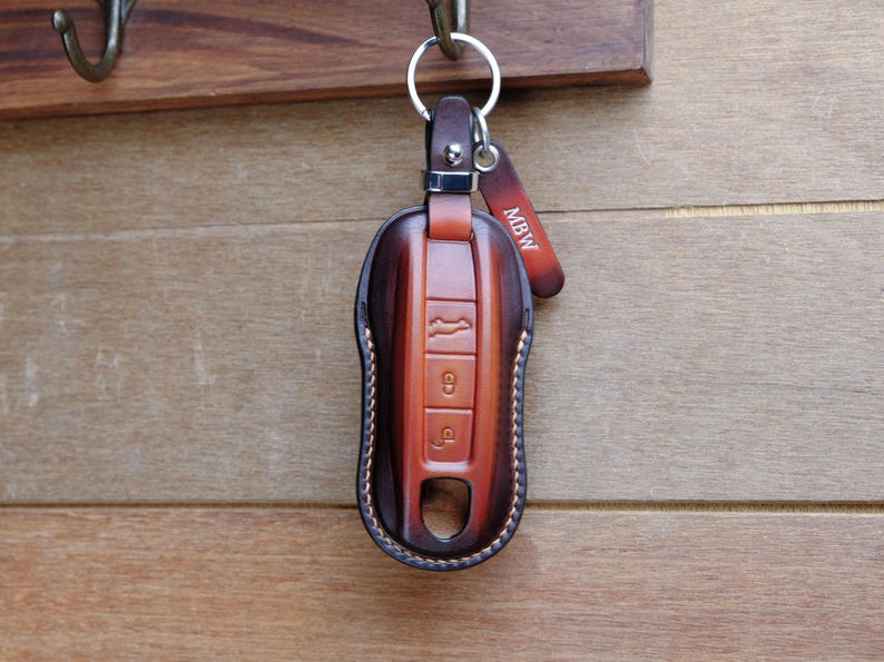 Porsche Panamera Key Fob Cover, Handcrafted Leather Key Case For Taycan Cayman 911 GTS Turbo S Cayenne 911 Cayenne Coupe Macan, Gift For Him
