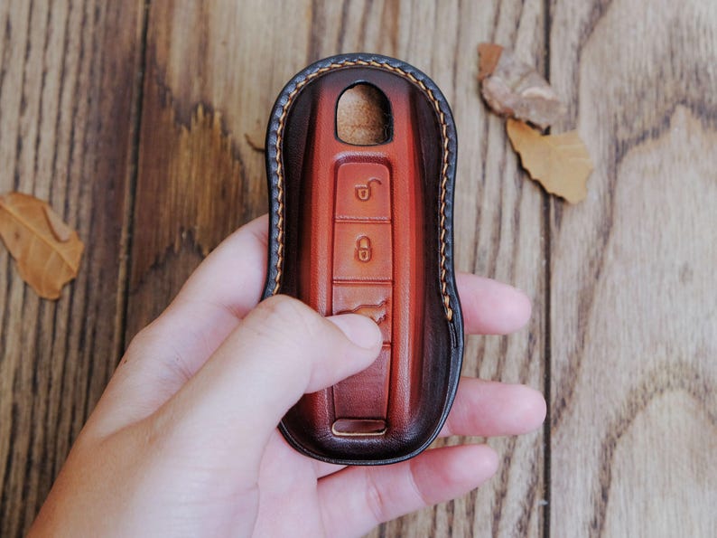 Porsche Panamera Key Fob Cover, Handcrafted Leather Key Case For Taycan Cayman 911 GTS Turbo S Cayenne 911 Cayenne Coupe Macan, Gift For Him