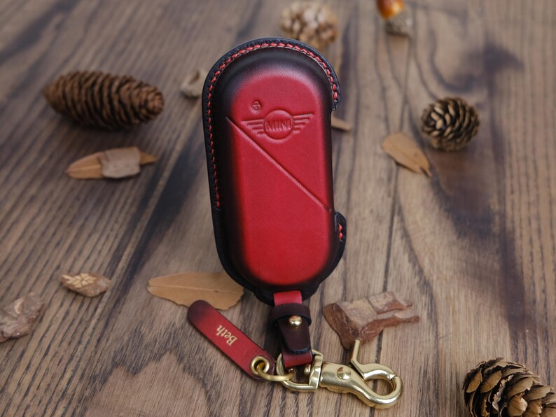 2025 2024 MINI Cooper Leather Key Fob Cover, Handcrafted Key Case For Mini Countryman Clubman Convertible Hatchback Paceman, Gift For Wife