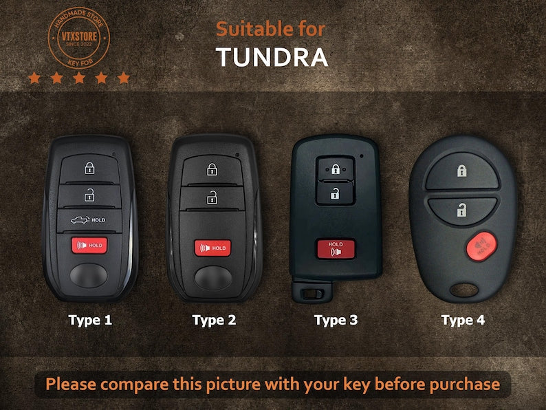Toyota Tundra Key Fob Cover, Customized Logo back, Leather Key Protector For 2024 Toyota Tundra i-FORCE MAX, Key Case Fit For Tacoma Tundra